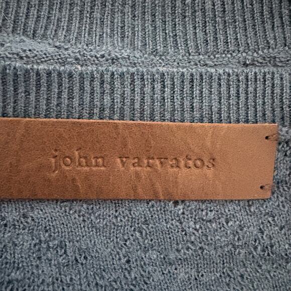John Varvatos NWT Cotton Cashmere Sweater Cosmos Blue Med OldMoney DarkAcademia - Picture 10 of 10